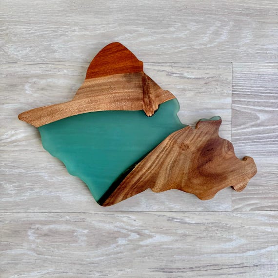 False Kamani Wood and Resin Oahu Wall Art