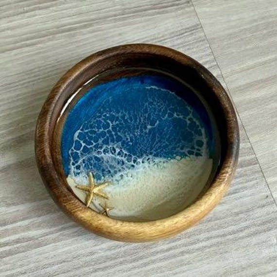 4" Resin Wood Bowl with Starfish