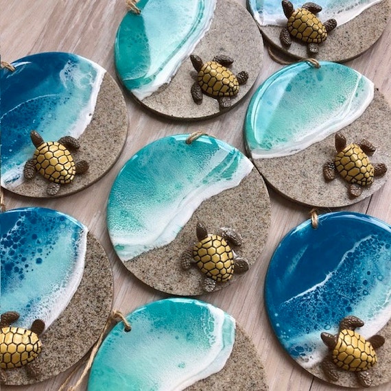 Sandy Beach with Sea Turtle Ornament