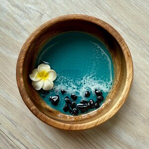 4&quot; Rocky Resin Beach Bowl with Plumeria Flower
