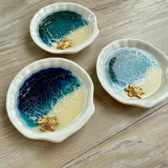 Seashell Ring Dish with Sea Turtle