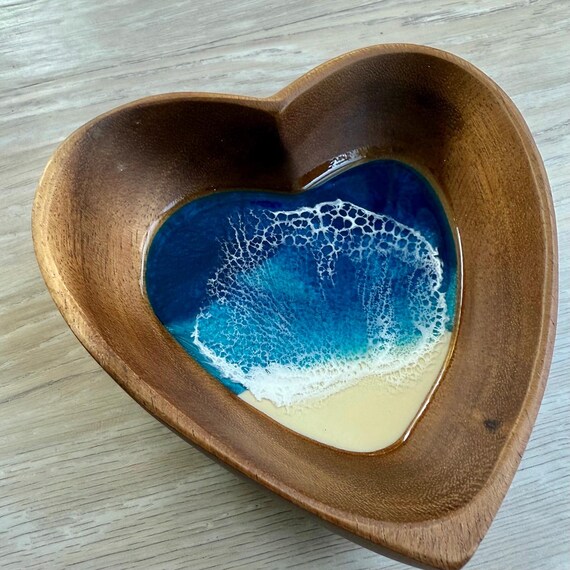 Heart Shaped Bowl with Resin Beach