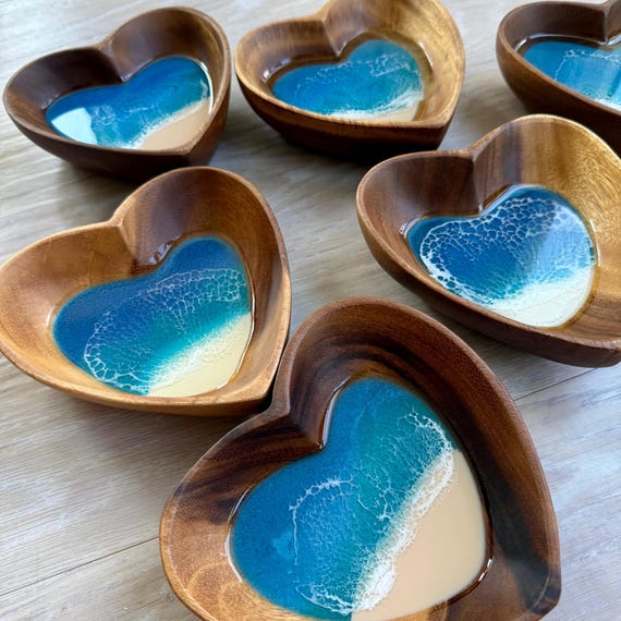 Heart Shaped Bowl with Resin Beach