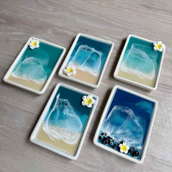 Trinket Tray with Plumeria, Soap Dish