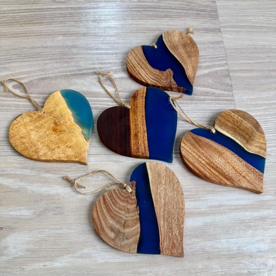 Wood and Resin Heart Ornament