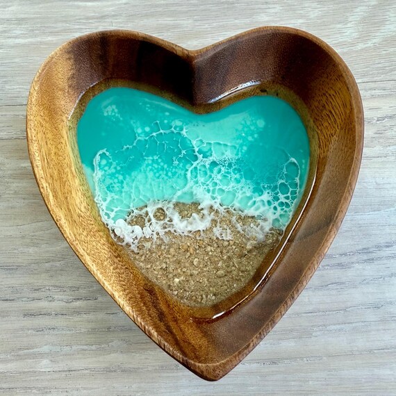 Heart Shaped Bowl with Sandy Resin Beach