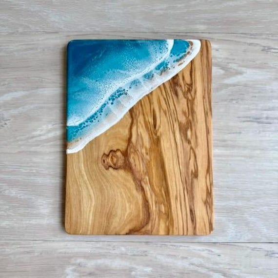 Olive Wood Cheese Board, Resin Serving Board