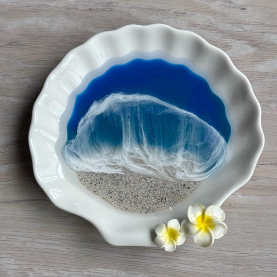 Seashell Trinket Dish with Plumeria