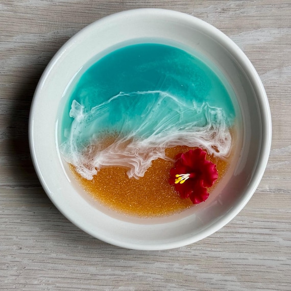Ring Dish with Red Hibiscus
