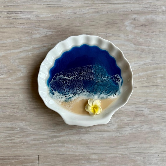 Seashell Trinket Dish with Plumeria