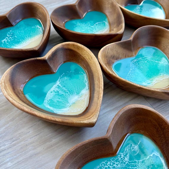 Heart Shaped Bowl with Resin Beach