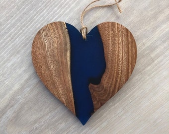 Resin and False Kamani Wood Heart Ornament