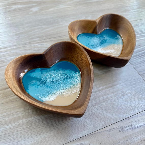 Heart Shaped Bowl with Resin Beach
