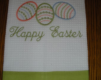 Happy Easter Embroidered Decorative Kitchen Towel