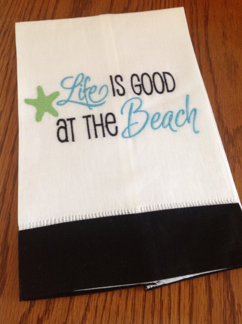 Beach Saying Decorative Embroidered Hand Towel Etsy