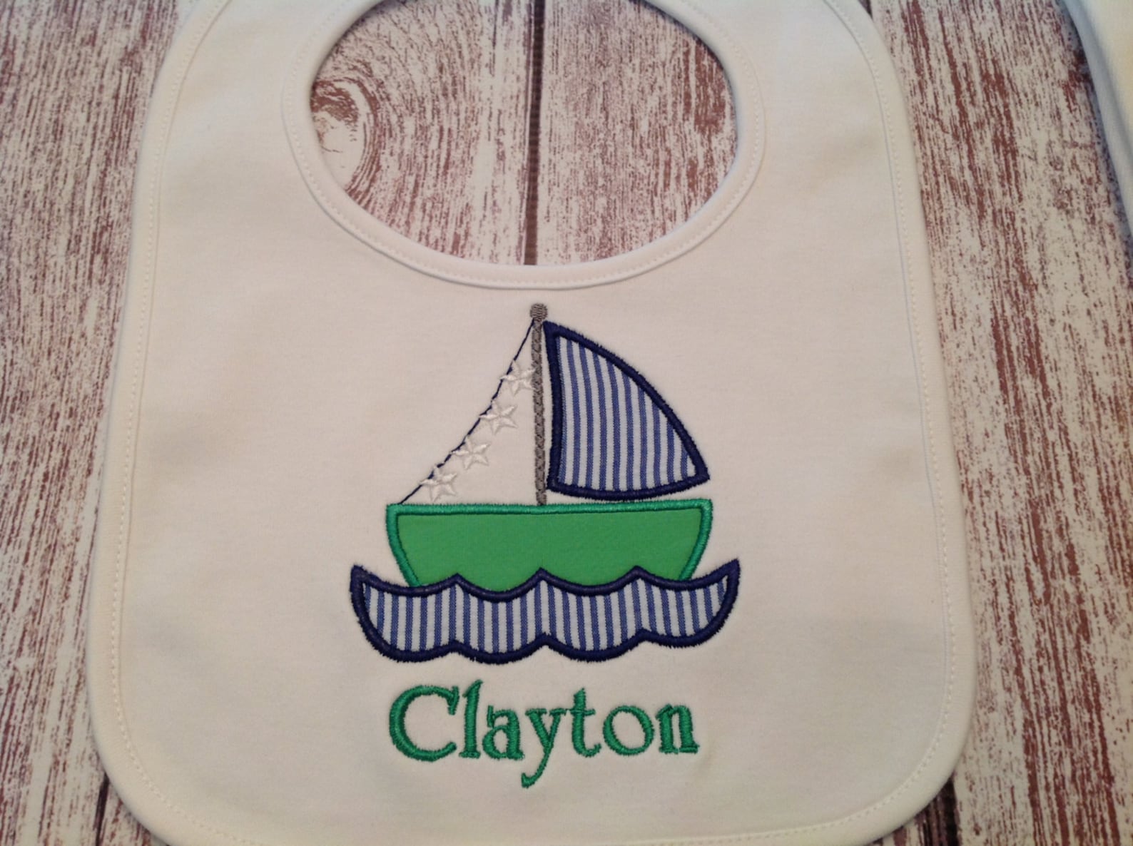 Baby Boy Sailboat Burp Cloth & Bib Setpersonalize With Name Etsy