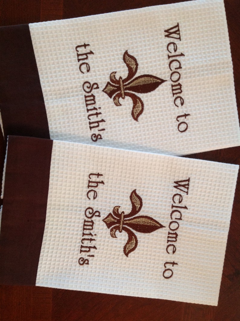 Personalized Hand Towel With Fleur De Lis Design Etsy
