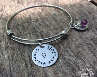 Grandma Established Personalized Stainless Charm Adjustable Bangle Adjustable Bracelet Mom gift Grandma Gift Christmas Gift Idea