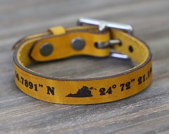 Personalized Adjustable Leather Bracelet With Buckle Engraved Leather Bracelet