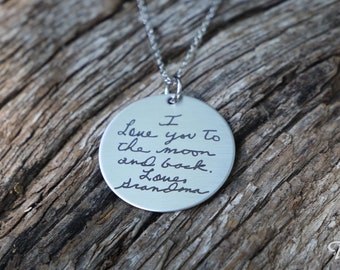 Personalized engraved handwriting stainless necklace Christmas Gift Idea