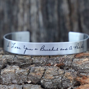 Engraved Handwriting Stainless Cuff Bracelet Personalized Handwritten message bracelet Handwritten message cuff Engrave your handwriting