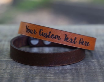 Personalized adjustable leather bracelet engraved leather your custom text Engraved Personalized Gift Adjustable Bracelet Christmas Gift