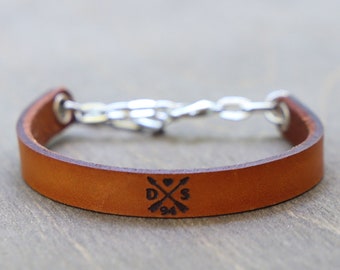 Personalized Adjustable Leather Bracelet with Lobster Clasp and Extender Inspirational Motivational Custom Wording Name Bracelet