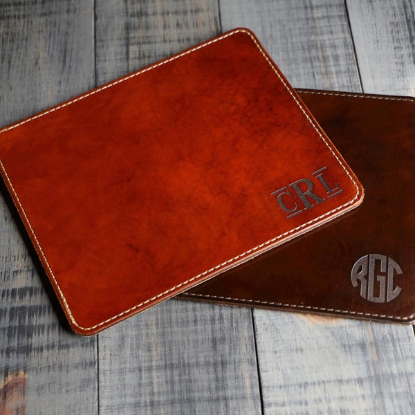 Personalized leather Mouse pad Custom leather mousepad Monogram Leather Mouse Pad  Gift for Dad, Mom, or Student Mother's Day Gift Idea
