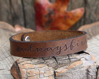 Personalized leather bracelet engraved leather #Your Hashtag Bracelet Hashtag Bracelet Custom hashtag hashtag gift #gift Christmas Gift