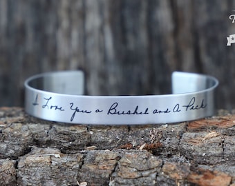 Engraved Handwriting Stainless Cuff Bracelet Personalized Handwritten message bracelet Handwritten message cuff Engrave your handwriting