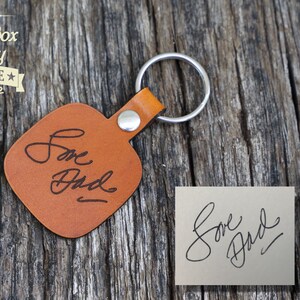 Personalized handwriting Leather Keychain hand written message Gift for dad gift for papa gift for grandpa gift for him gift for her