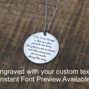 Personalized Custom Text Engraved Necklace The best things in life Engraved Stainless Necklace Custom Necklace Design Your Own Necklace