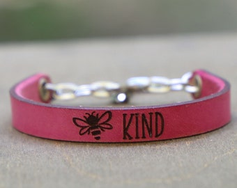 Personalized Adjustable Leather Bracelet with Lobster Clasp and Extender Inspirational Motivational Custom Wording Name Bracelet