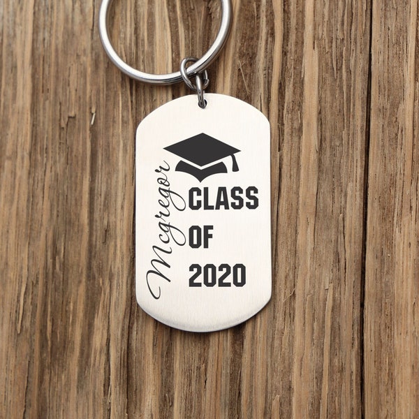 Personalized Custom Name and Custom Year Graduation Key Chain Class of Custom Keyring Class of 2020