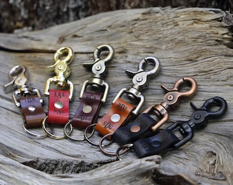 Custom Engraved Leather Keychain With Clip Personalized Leather Keyring leather keyring custom monogram and date key holder