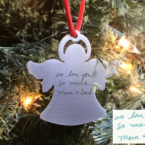 Personalized Engraved Handwriting Christmas Ornament Your handwritten message engraved Snowflake Angel Round Custom Ornament Christmas gift