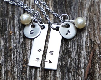 Personalized Best Friend Bar necklace Best Friends Necklace Best Friend Arrow Necklace Set of 2 Necklaces Friend Gift Christmas Gift