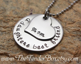 A daughters best friend mom mothers necklace custom text necklace stainless hand stamped personalized jewelry Christmas Gift Idea