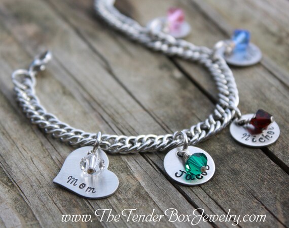 Mothers bracelet with names and birthstones outlet
