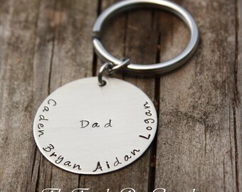 Personalized Dad Keychain with Children's Names Grandpa, Papa, Grandma, key ring handstamped dads dad keyring grandpa keychain Father's Day