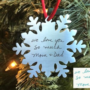 Personalized Engraved Handwriting Christmas Ornament Your handwritten message engraved Snowflake Angel Round Custom Ornament Christmas gift