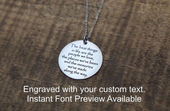 Buy Personalized Custom Text Engraved Necklace the Best Things in