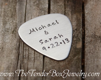 Personalized guitar pick hand stamped stainless pick BFPXX Father's Day Christmas Gift Idea