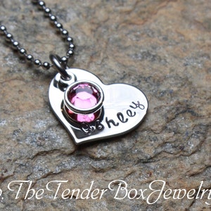 Personalized heart necklace one child necklace new mom bridesmaid necklace Christmas Gift Idea image 3