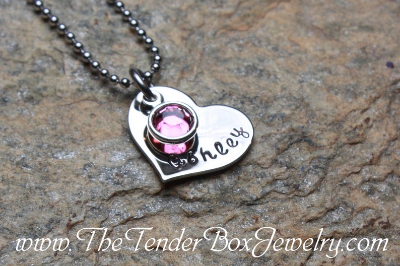 Personalized heart necklace one child necklace new mom bridesmaid necklace Christmas Gift Idea image 3