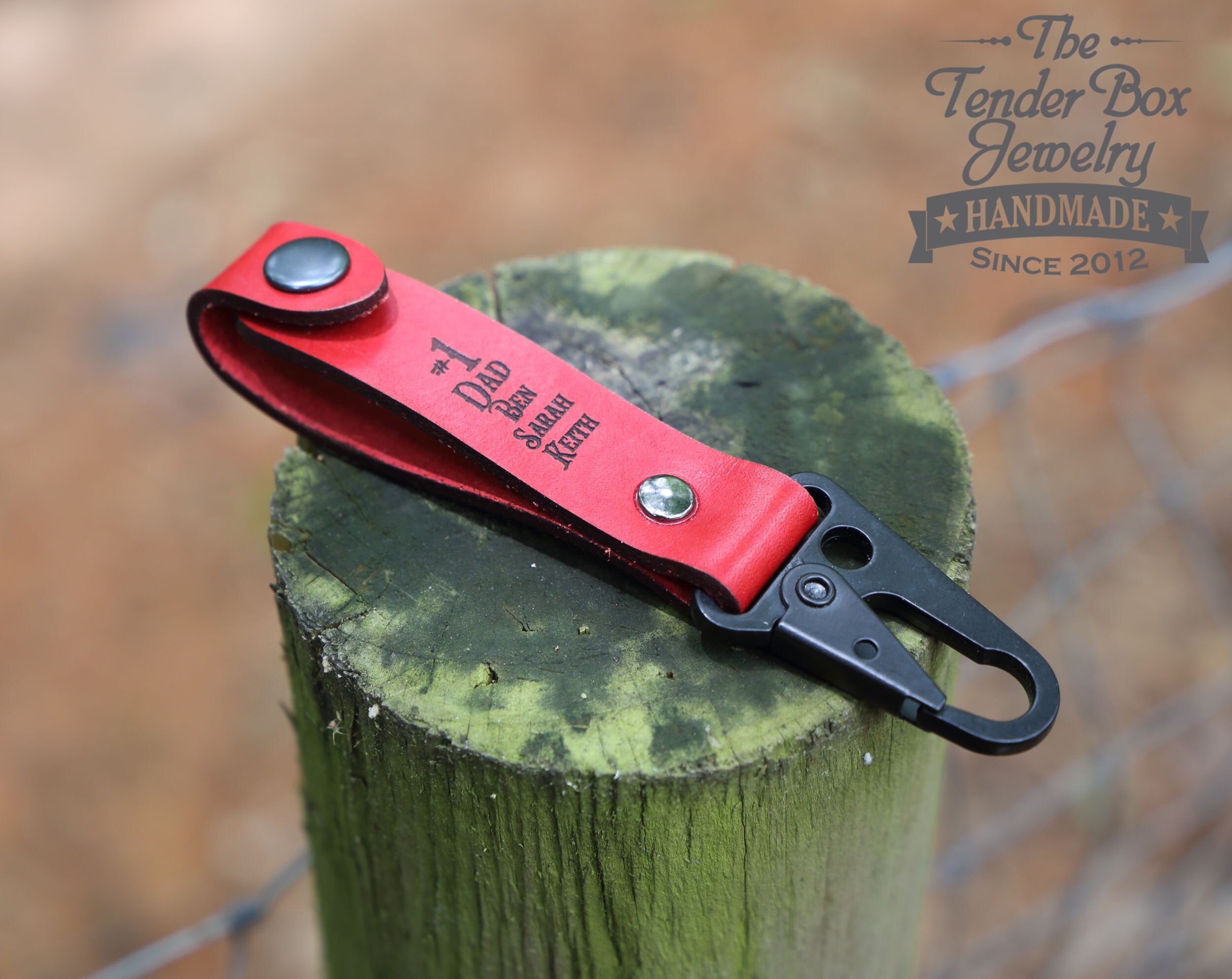 EDC Leather Key Fob with snap Leather Key Strap and metal Etsy