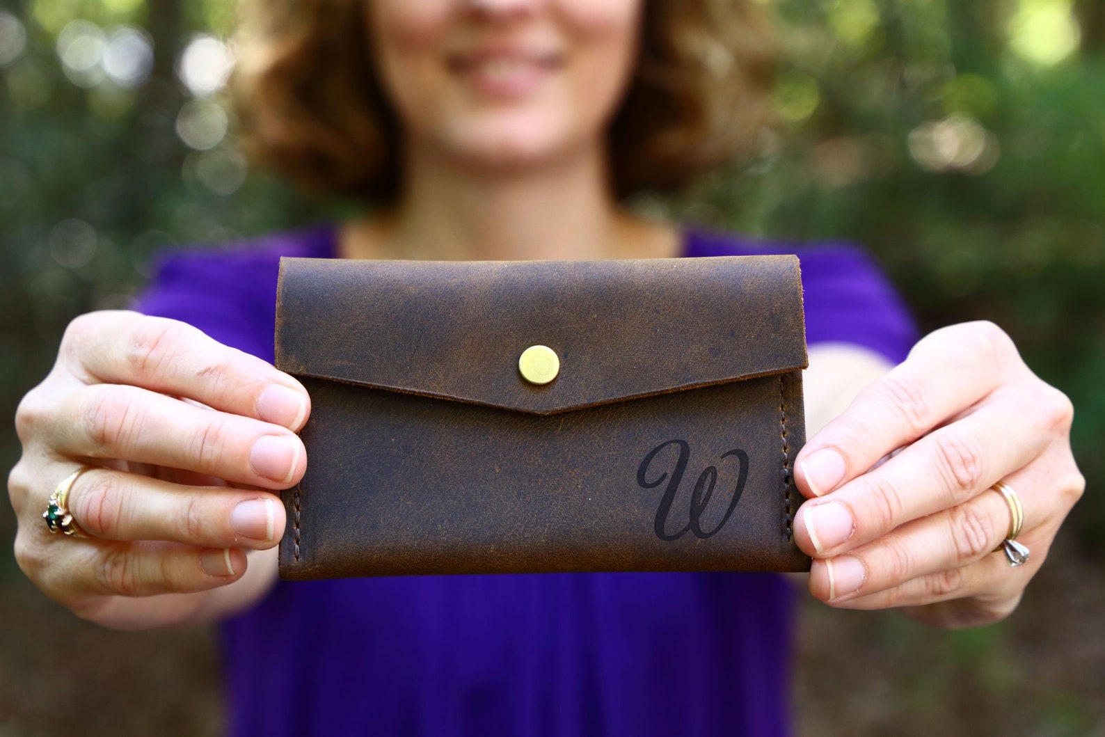Personalized Leather Envelope Wallet Mini Leather Wallet Full Etsy