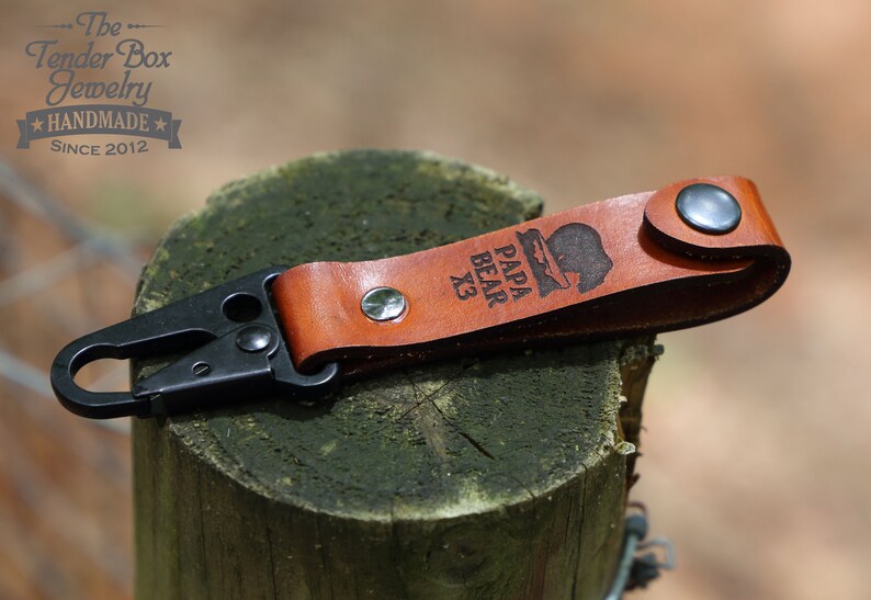 EDC Leather Key Fob With Snap Leather Key Strap and Metal Etsy