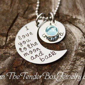 I love you to the moon and back necklace Personalized moon and back necklace name pendant necklace Christmas Gift Idea