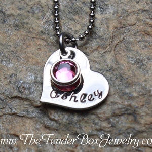 Personalized heart necklace one child necklace new mom bridesmaid necklace Christmas Gift Idea image 2